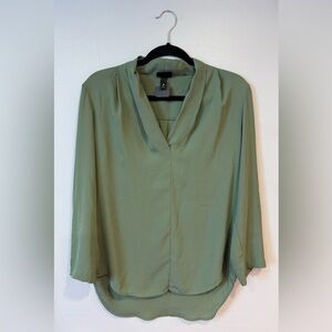 Mossimo Women’s Sheer V-Neck Blouse Army Green Size Small